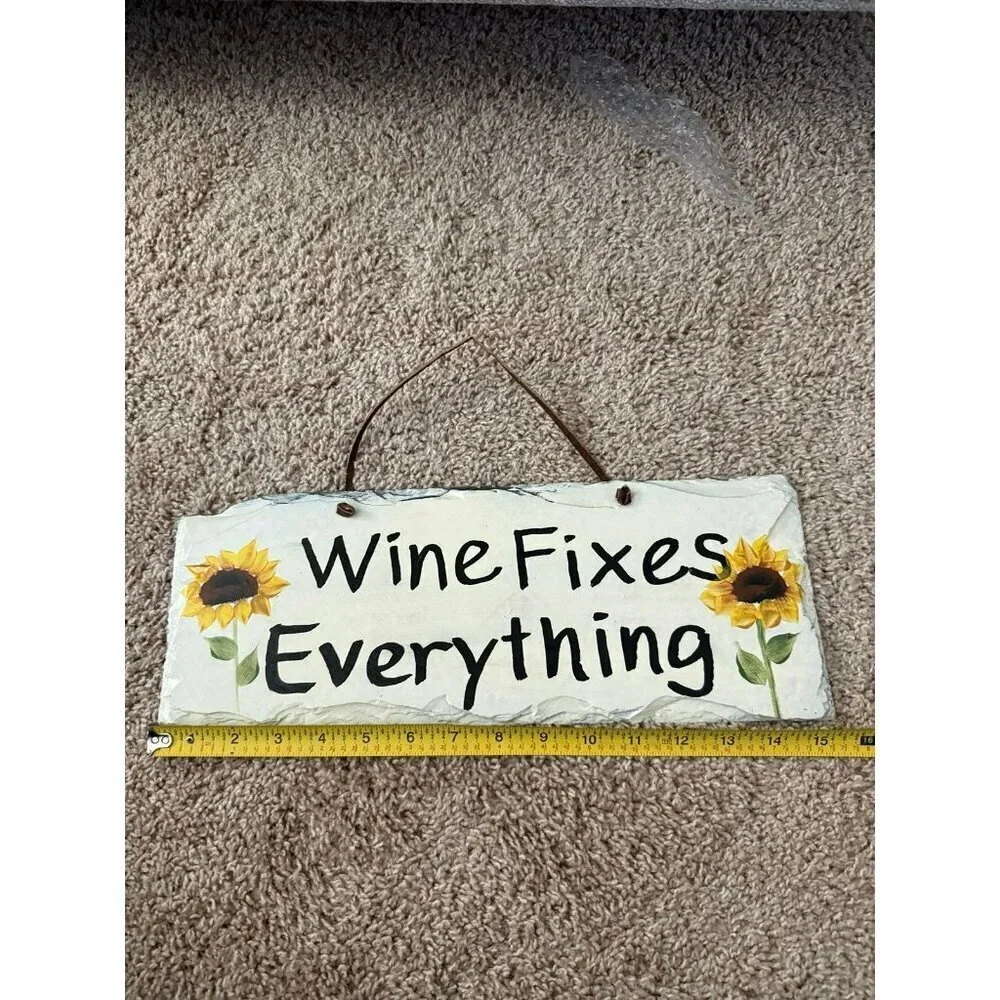 Creative Expressions | Wine Fixes Everything Hand Painted Hanging Sign - Picture 2 of 5